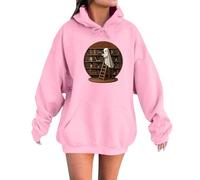 Generisch Sweat à capuche d'Halloween pour femme, style Bookish Ghost, sweat à capuche pour fantômes de lecture, sweat-shirt mignon pour les ras de bibliothèque et les fans d'automne, Style_g03 Rose