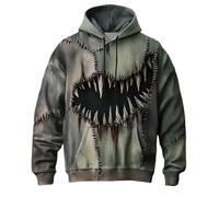 Generisch Sweat à capuche d'Halloween pour homme - Style gothique punk - Y2K - Hip Hop - Pull à manches longues - Pull surdimensionné - Streetwear - Tendance - Carnaval - Tenue de fête, vert foncé, M