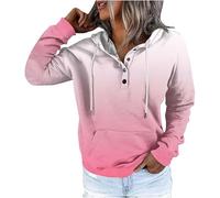 Generisch Sweat à capuche d'hiver pour femme Style urbain Mode Changement de couleur Boutonnière Poche Cordon de serrage Sweat à capuche de sport décontracté, Rose clair, L