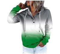 Generisch Sweat à capuche d'hiver pour femme Style urbain Mode Changement de couleur Boutonnière Poche Cordon de serrage Sweat à capuche de sport décontracté, vert, L