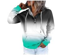 Generisch Sweat à capuche d'hiver pour femme Style urbain Mode Changement de couleur Boutonnière Poche Cordon de serrage Sweat à capuche de sport décontracté, Noir , L
