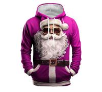 Generisch Sweat à capuche d'hiver pour homme avec imprimé Père Noël, sweat à capuche surdimensionné pour homme, sweat à capuche de sport pour homme, sweat à capuche de Noël à la mode, confortable et