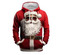 Generisch Sweat à capuche d'hiver pour homme avec imprimé Père Noël, sweat à capuche surdimensionné pour homme, sweat à capuche de sport pour homme, sweat à capuche de Noël à la mode, confortable et