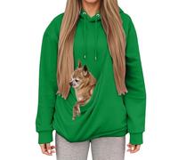 Generisch Sweat à capuche d'hiver pour maman chat avec poche pratique - Sweat à capuche chaud pour femme pour des moments confortables pendant la saison froide, vert, L