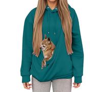 Generisch Sweat à capuche d'hiver pour maman chat avec poche pratique - Sweat à capuche chaud pour femme pour des moments confortables pendant la saison froide, Vert foncé., 3XL