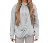 Generisch Sweat à capuche d'hiver pour maman chat avec poche pratique - Sweat à capuche chaud pour femme pour des moments confortables pendant la saison froide, Gris clair., M