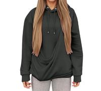 Generisch Sweat à capuche d'hiver pour maman chat avec poche pratique - Sweat à capuche chaud pour femme pour des moments confortables pendant la saison froide, gris foncé, S