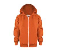 Generisch Sweat à capuche durable avec fermeture éclair pour enfants et adolescents comme alternative de veste tendance dans un design uni, Orange, 6-7 ans