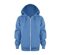 Generisch Sweat à capuche durable avec fermeture éclair pour enfants et adolescents comme alternative de veste tendance dans un design uni, bleu, 9-10 ans