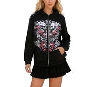 Generisch Sweat à capuche en polaire douce avec fermeture éclair, poches pratiques pour les activités sportives en plein air, Noir , L