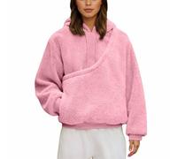 Generisch Sweat à capuche en polaire douce avec poche, design à manches longues réglable et confortable pour les activités de loisirs et le confort quotidien, Rose, S