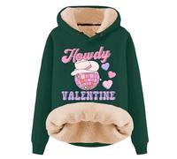 Generisch Sweat à capuche en polaire pour femme - Avec cordon de serrage - Impression d'amour - Sweat à capuche - Coton - Manches longues - Doux - Veste d'hiver, vert, M