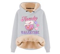 Generisch Sweat à capuche en polaire pour femme - Avec cordon de serrage - Impression d'amour - Sweat à capuche - Coton - Manches longues - Doux - Veste d'hiver, gris, M