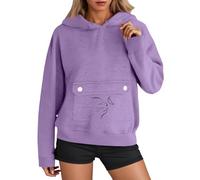 Generisch Sweat à capuche en polaire pour femme Sweat-shirt à capuche en coton avec un sac pour animaux de compagnie Imprimé chat mignon T-shirt à manches longues pour l'automne hiver Coupe-vent