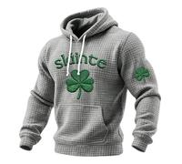 Generisch Sweat à capuche en tricot pour la Saint Patrick - Sweat-shirt doux doublé en polaire pour plus de confort au quotidien et un look élégant du week-end, gris, XL