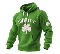 Generisch Sweat à capuche en tricot pour la Saint Patrick - Sweat-shirt doux doublé en polaire pour plus de confort au quotidien et un look élégant du week-end, vert, M