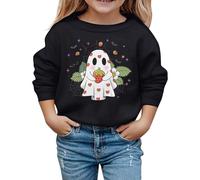 Generisch Sweat à capuche et sweat-shirt pour fille - Pull décontracté avec imprimé - Col rond - Doux - Confortable - Chaud - Pour les tout-petits et les enfants de 3 à 10 ans, Noir , 6-7 ans