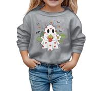 Generisch Sweat à capuche et sweats à capuche pour fille - Pull décontracté avec imprimé - Col rond - Vêtement d'extérieur doux et confortable - Pour les tout-petits de trois à dix ans, gris, 8-9 ans