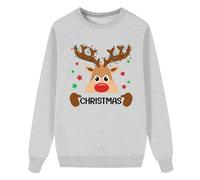 Generisch Sweat à capuche familial avec lettres de Noël et imprimé tête de Noël, sans bonnet, manches longues, mode d'hiver, sweat à capuche de vacances, costume familial de style maman, Gris clair