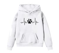 Generisch Sweat à capuche fille 146 avec col rond imprimé ours pour enfants Pull & cardigan pour fille, Blanc., 13-14 ans