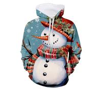 Generisch Sweat à capuche fonctionnel pour homme et femme, design élégant avec imprimé de Noël pour des fêtes inoubliables pendant la période hivernale, bleu, M