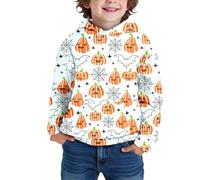 Generisch Sweat à capuche garçon Sweat à capuche Halloween Citrouille Sweatshirts avec poche Pull Sport Sweat à capuche avec polaire Streetwear Mode Casual Enfants Hoodie, B2., 3-4 ans
