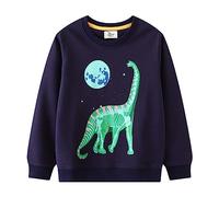 Generisch Sweat à capuche garçon tout-petit garçon, imprimé, manches longues, pull, col rond, hauts manteau fille, vert, 5-6 ans