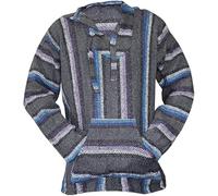 Generisch Sweat à capuche imprimé 3D pour homme Authentique Mexicain Baja Pull Jerga Pull à capuche Pull à capuche Mexicain Tapis de drogue Sweat-shirt Poncho, Argent (Silver), XXL