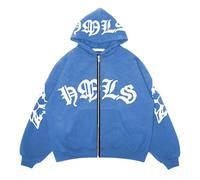 Generisch Sweat à capuche imprimé décontracté avec design - Veste à capuche surdimensionnée avec fermeture éclair, sweat à capuche doux pour la peau pour la famille et les amis, bleu clair