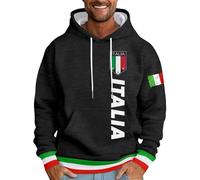 Generisch Sweat à capuche imprimé drapeau de l'Italie pour homme - Poche kangourou - Grande taille - Sweat à capuche - Unisexe - Vêtement de sport - Haut d'entraînement, O gris., 3XL