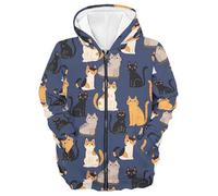 Generisch Sweat à capuche imprimé graphique pour garçon - Manches longues - Veste polaire douce décontractée pour les activités de plein air et la vie quotidienne, Marine, 5-6 ans