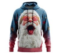 Generisch Sweat à capuche imprimé pour homme avec un design festif comme pull polaire confortable pour les vêtements d'hiver doux mode décontractée, bleu, XL