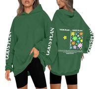 Generisch Sweat à capuche inspirant pour femme avec message chrétien pour la mode de loisirs moderne et la motivation quotidienne, vert, S