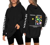 Generisch Sweat à capuche inspirant pour femme avec message chrétien pour la mode de loisirs moderne et la motivation quotidienne, Noir , S