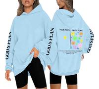 Generisch Sweat à capuche inspirant pour femme avec message chrétien pour la mode de loisirs moderne et la motivation quotidienne, bleu ciel, XL