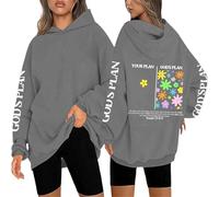 Generisch Sweat à capuche inspirant pour femme avec message chrétien pour la mode de loisirs moderne et la motivation quotidienne, gris, L