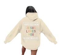Generisch Sweat à capuche inspirant pour femme avec versets de la Bible chrétienne comme sweat-shirt à manches longues surdimensionné pour vêtements décontractés tendance, beige, S
