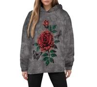 Generisch Sweat à capuche léger pour femme comme veste streetwear décontractée avec manches longues dans un style sportif, gris, L