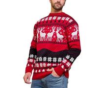 Generisch Sweat à capuche Lovers' Vêtements pour hommes Noël Flocon de neige Pull en tricot à manches longues Col rond Imprimé Pull en tricot Pull Lettre, rouge, M