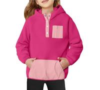 Generisch Sweat à capuche mignon pour fille - Bloc de couleurs - Sweat à capuche en polaire - Pour adolescente et fille - Chaud - Pour l'hiver, Rose, 5-6 ans