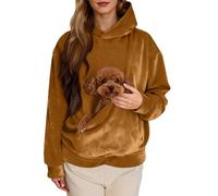 Generisch Sweat à capuche moelleux pour femme - Pull à capuche uni avec poche kangourou - Veste polaire en peluche - Manteau d'hiver chaud pour l'extérieur., O jaune., L