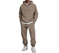 Generisch Sweat à capuche polyvalent et pantalon de jogging pour homme avec capuche et poche poitrine - Ensemble deux pièces décontracté pour les vacances et la vie quotidienne