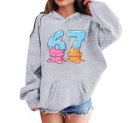 Generisch Sweat à capuche pour enfants 67 garçons filles Sweatshirt Six Seven Adolescent Sweatshirt avec 6 7 chiffres imprimés à manches longues Mode Décontracté Sweat à capuche Hauts Sweat à capuche