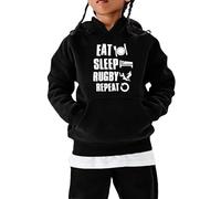 Generisch Sweat à capuche pour fans de football - Cadeau de sport - Sweat à capuche - Joueur de rugby - Sport rétro - Pour enfants garçons et filles, Noir , 5-6 ans