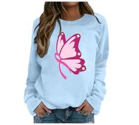 Generisch Sweat à capuche pour femme à la mode pour femme sans éducation au cancer du sein Design décontracté pour une utilisation quotidienne Jogging Pull à capuche, bleu, M