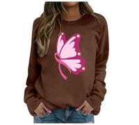 Generisch Sweat à capuche pour femme à la mode pour femme sans éducation au cancer du sein Design décontracté pour une utilisation quotidienne Jogging Pull à capuche, marron, L