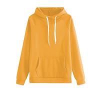 Generisch Sweat à capuche pour femme - Avec capuche - Beige uni - Basic - Décontracté - Stretch - Confortable - En coton, or, L