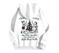 Generisch Sweat à capuche pour femme avec citation de Noël amusante - Sweat à capuche de style vintage - Sweatshirt humoristique « from The Windows to The Walls », Style_v10 Blanc, M
