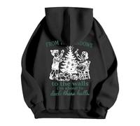 Generisch Sweat à capuche pour femme avec citation de Noël amusante - Sweat à capuche de style vintage - Sweatshirt humoristique « from The Windows to The Walls », Stil_v02 Noir, M