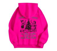 Generisch Sweat à capuche pour femme avec citation de Noël amusante - Sweat à capuche de style vintage - Sweatshirt humoristique « from The Windows to The Walls », Stil_v06 Rose vif, M